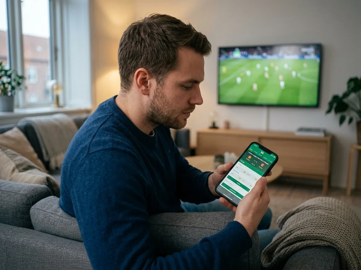 Dansk bettor bruger smartphone til sportsvæddemål med forudbetalt kort