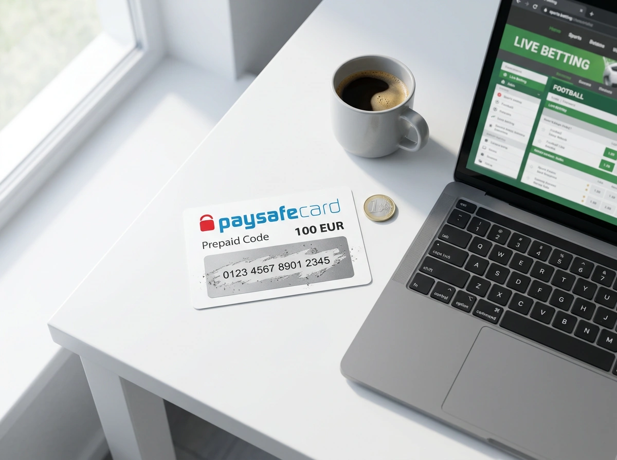 Paysafecard-voucher med 16-cifret PIN-kode klar til indbetaling hos en dansk bookmaker